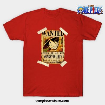 Vintage One Piece Bounty Monkey D Luffy Poster T-Shirt Red / S