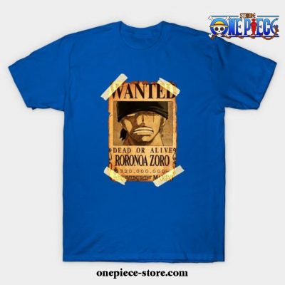 Vintage One Piece Bounty Roronoa Zoro Poster T-Shirt Blue / S