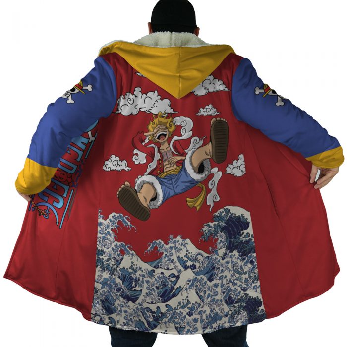 Luffy Gear 5 Sea Wave OP AOP Hooded Cloak Coat NO HOOD Mockup - One Piece Store