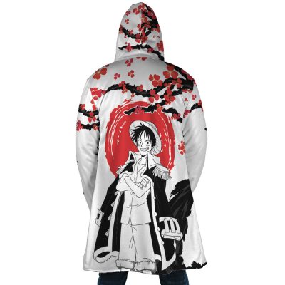 Monkey D. Luffy Pirate King One Piece AOP Hooded Cloak Coat BACK Mockup - One Piece Store