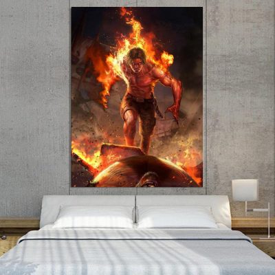 One Piece Angry Realistic Ace Fire Fist Revenge 1pc Wall Art 1 - One Piece Store