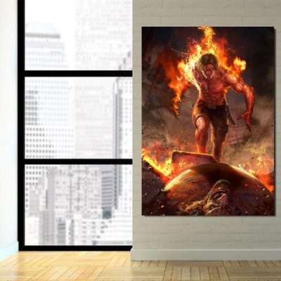 One Piece Angry Realistic Ace Fire Fist Revenge 1pc Wall Art 2 - One Piece Store