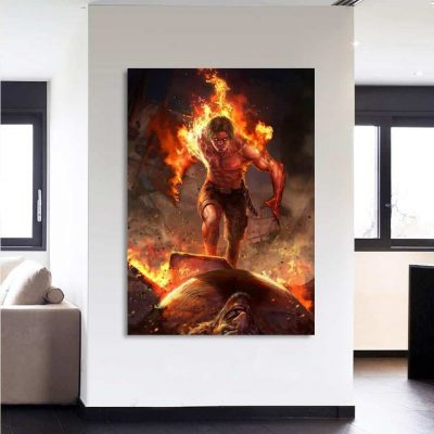 One Piece Angry Realistic Ace Fire Fist Revenge 1pc Wall Art 3 - One Piece Store