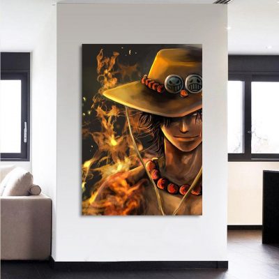 One Piece Blazing Fire Fist Ace Pirate Yellow 1pc Wall Art 2 - One Piece Store