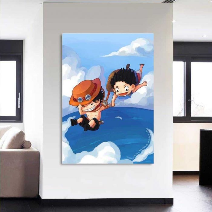 One Piece Chibi Luffy And Ace Jumps In The Ocean 1pc Canvas 2 - One Piece Store
