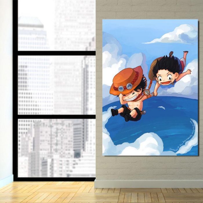 One Piece Chibi Luffy And Ace Jumps In The Ocean 1pc Canvas 3 - One Piece Store