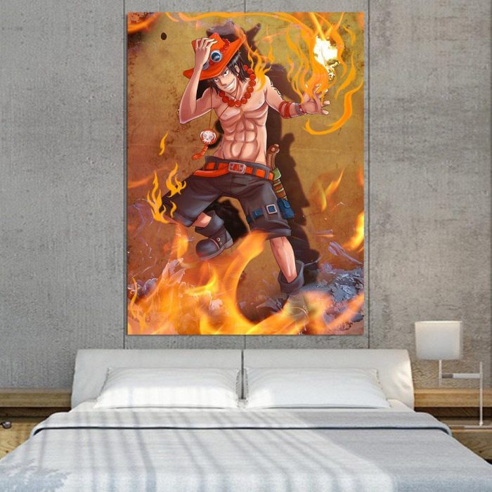 One Piece Fire Fist Ace Fiery Blazing Hot Orange 1pc Canvas 1 - One Piece Store