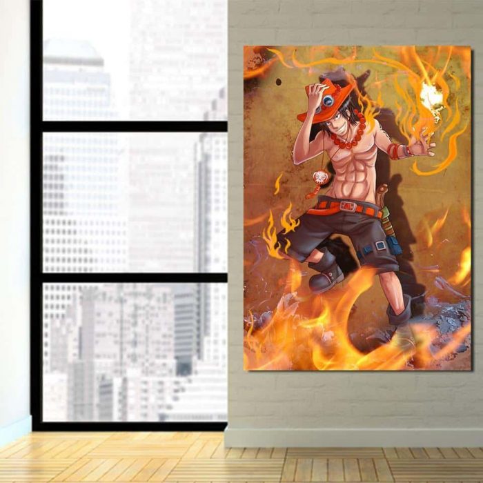 One Piece Fire Fist Ace Fiery Blazing Hot Orange 1pc Canvas 3 - One Piece Store