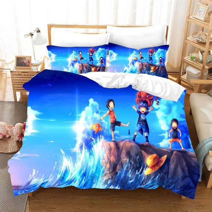 One Piece Playful Young Ace Sabo And Luffy Beach Bedding Set - One Piece Store