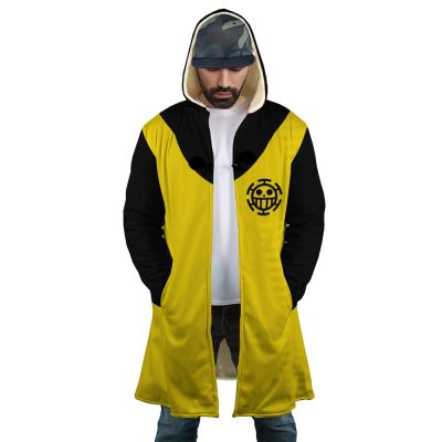 Trafalgar Law One Piece Hooded Cloak Coat FRONT Mockup - One Piece Store