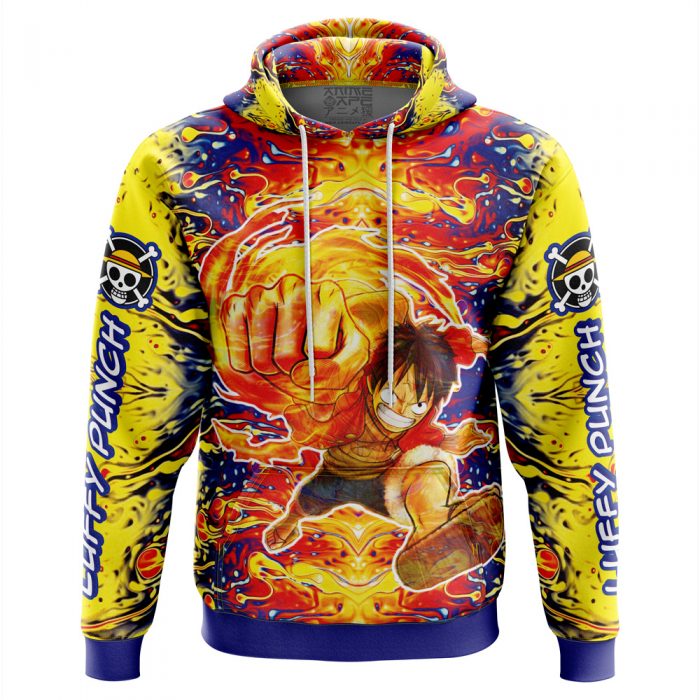 Trippy Luffy One Piece AOP Hoodie 3D FRONT Mockup - One Piece Store