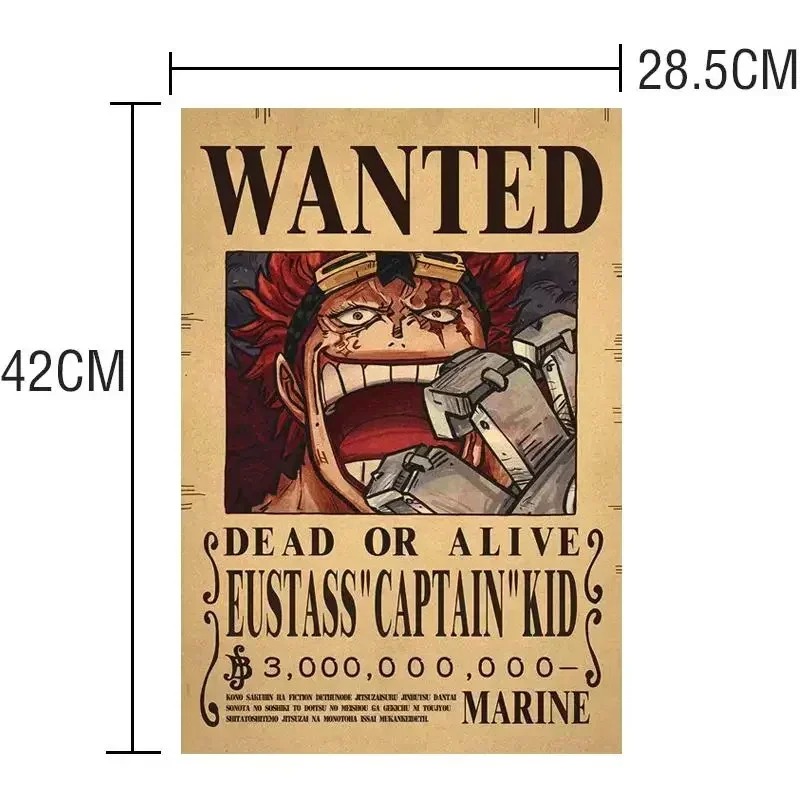 Anime One Piece Luffy 3 Billion Bounty Wanted Posters Four Emperors Kid Action Figures Vintage Wall 5 - One Piece Store