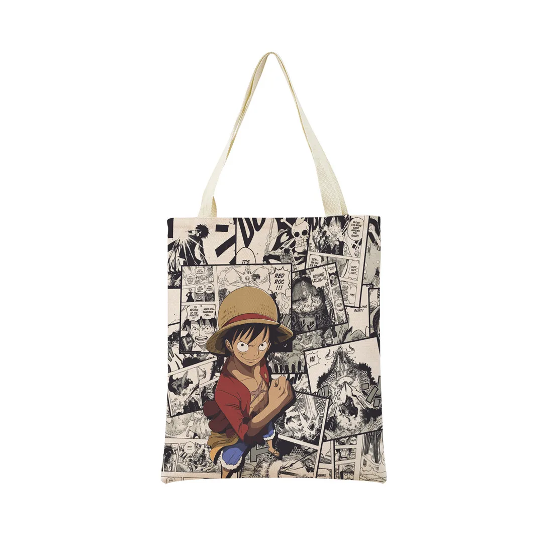 Anime One Piece Pattern Market Eco Shopping Bag Double Side Print Design Foldable Women Handbag Portable 3 - One Piece Store