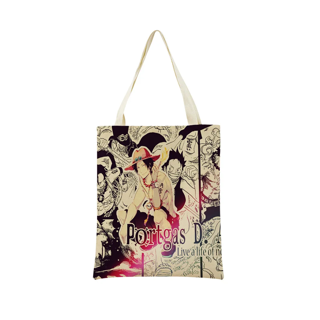 Anime One Piece Pattern Market Eco Shopping Bag Double Side Print Design Foldable Women Handbag Portable 5 - One Piece Store