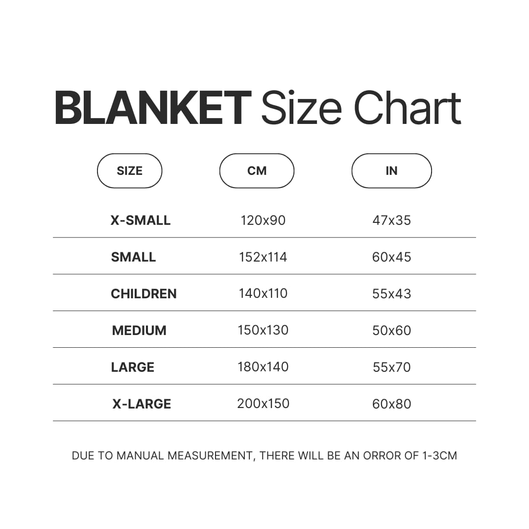 Blanket Size Chart - One Piece Store