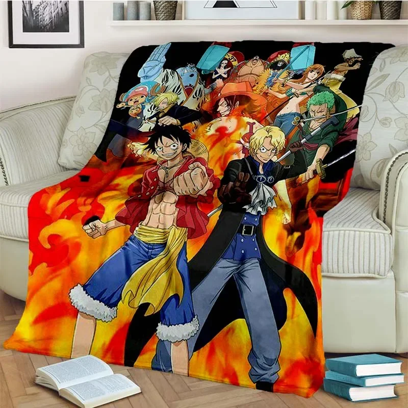 Fashionable Anime One P Piece flannel plush blanket living room bedroom sofa bed portable blanket picnic 15 - One Piece Store