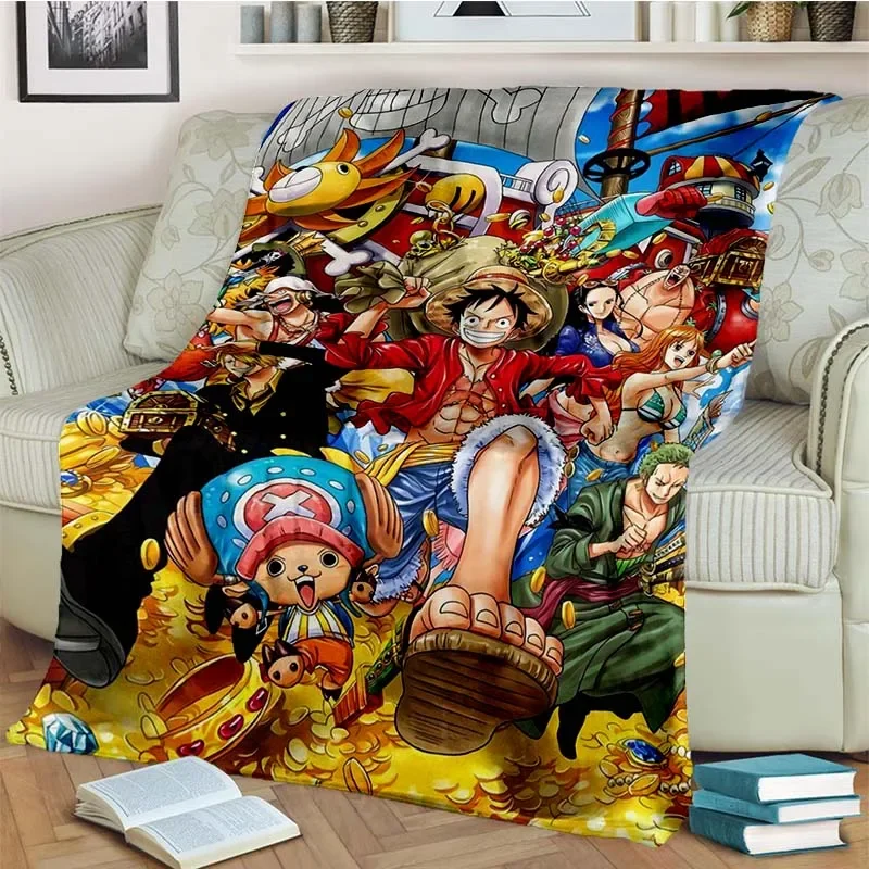 Fashionable Anime One P Piece flannel plush blanket living room bedroom sofa bed portable blanket picnic 23 - One Piece Store