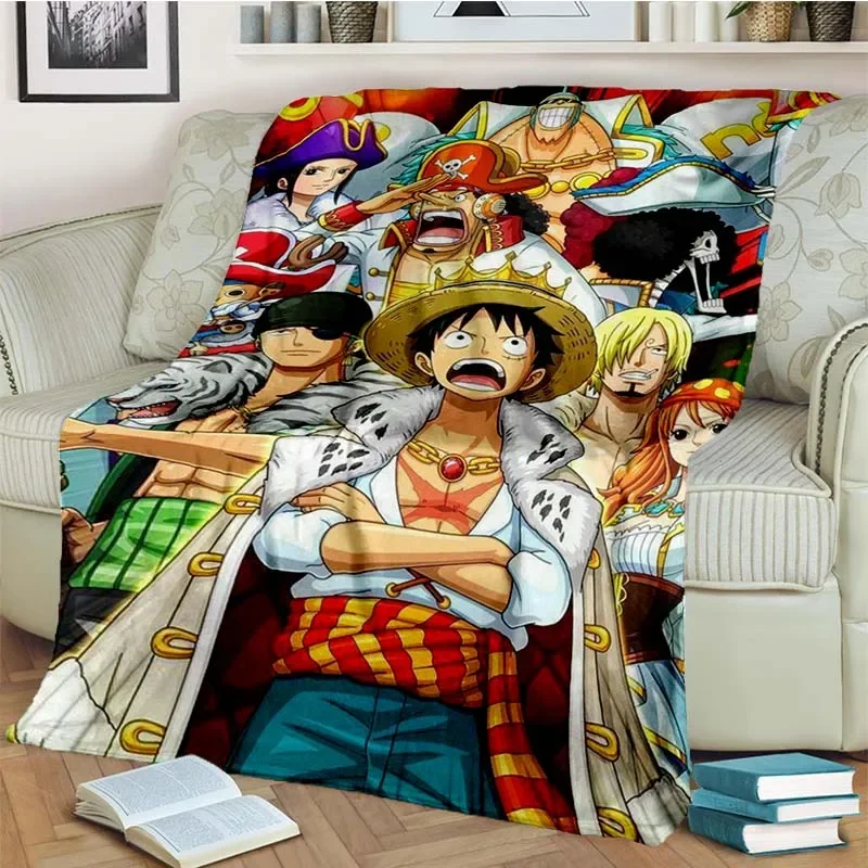 Fashionable Anime One P Piece flannel plush blanket living room bedroom sofa bed portable blanket picnic 24 - One Piece Store