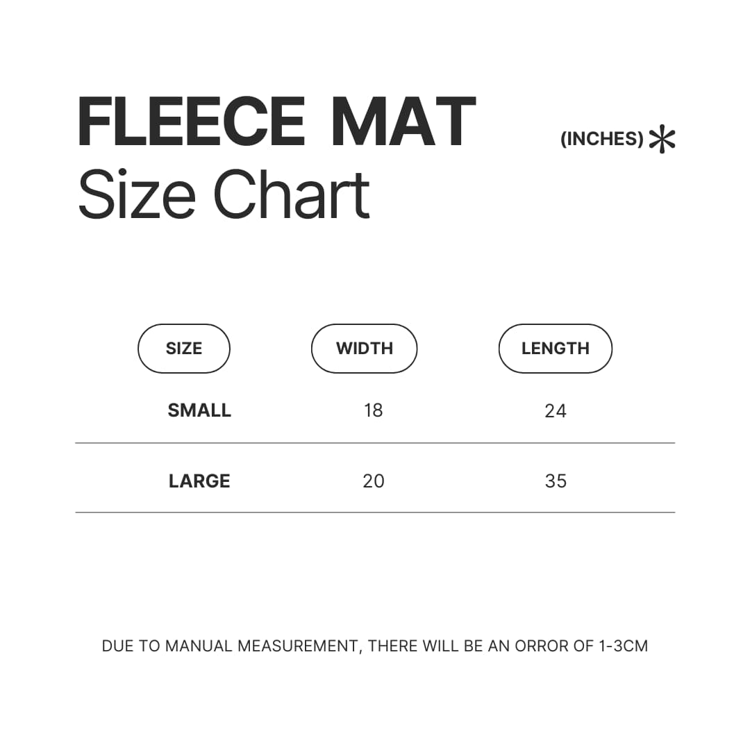 Fleece Mat Size Chart - One Piece Store