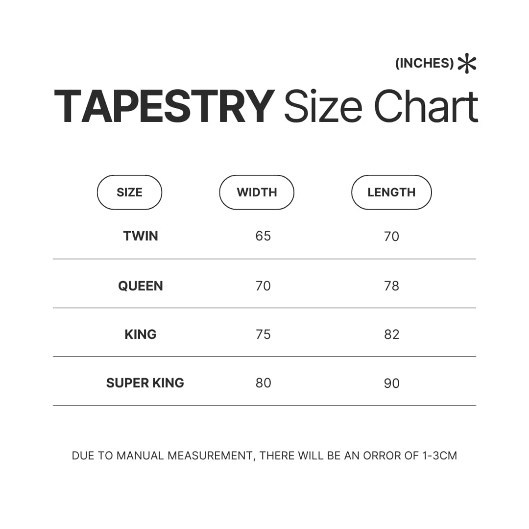 Tapestry Size Chart - One Piece Store