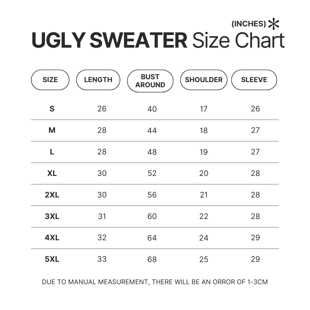 Ugly Sweater Size Chart - One Piece Store