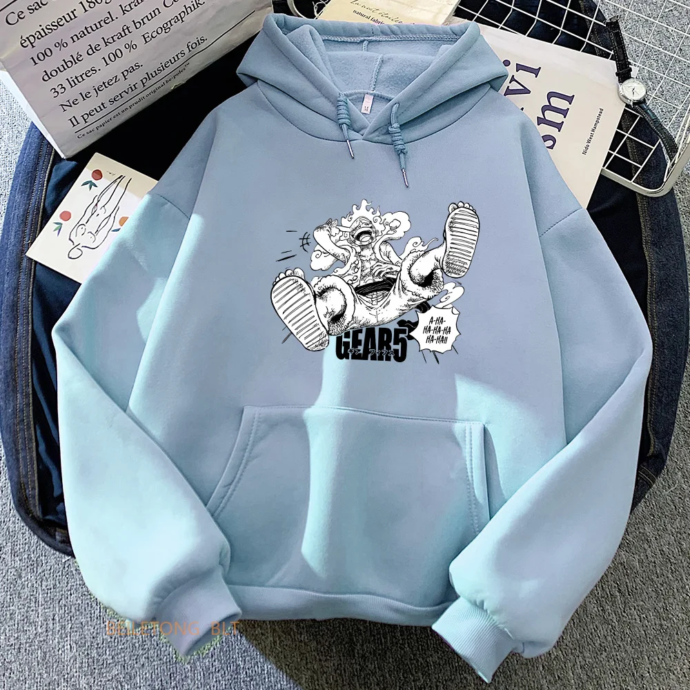 Gear5 One Pieces Anime Print Hoodies Women Sweatshirts with Hooded Fashion Cartoon Manga Winter Clothes Long - One Piece Store